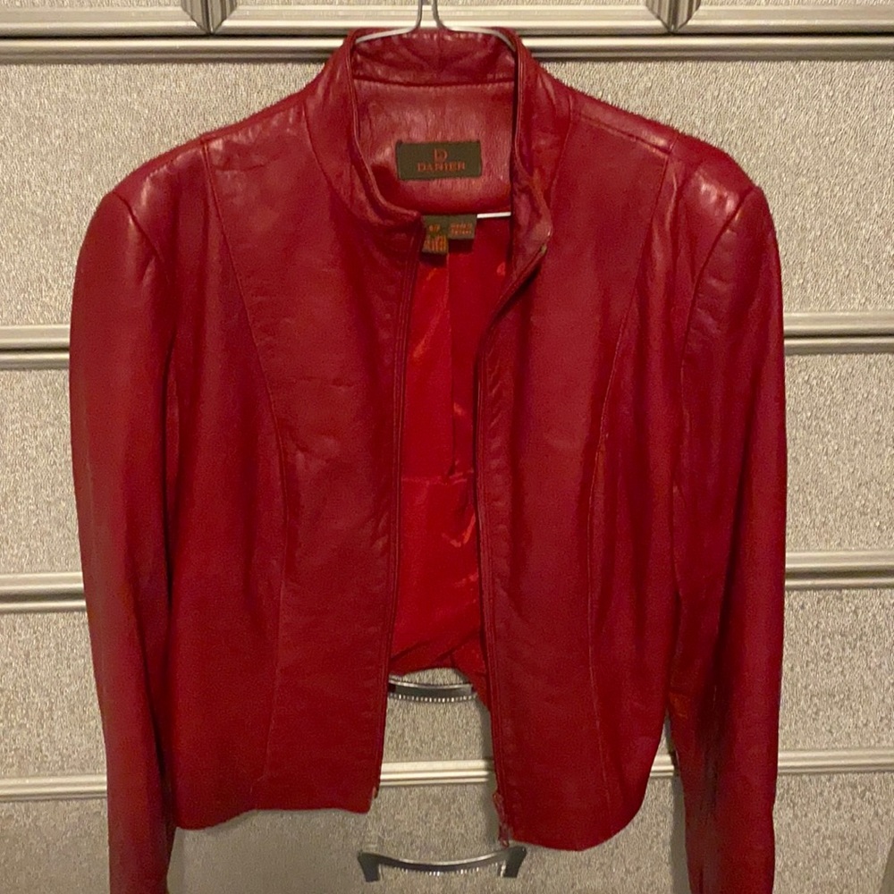 Red leather jacket